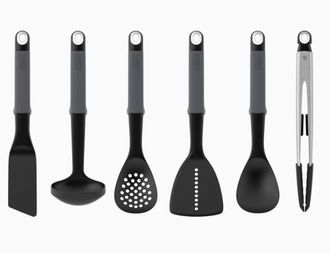 Joseph Joseph Juego De Carrusel De Utensilios Grises Joseph Joseph Elevate De 6 Piezas Con Pinzas, Dise&ntilde;o Ergon&oacute;mico Y Funcional, Ideal Para Cocina Moderna, Resiste