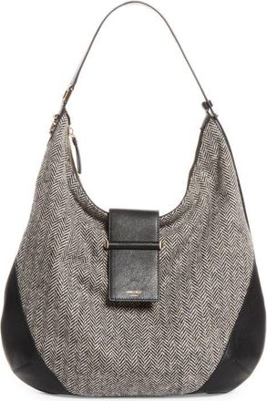 Jimmy Choo London Bar Herringbone Hobo in Black/bamboo Mix/shiny Gold at Nordstrom