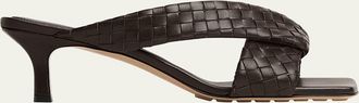 Bottega Veneta Riva Micro Woven Nappa Leather Kitten-Heel Sandals