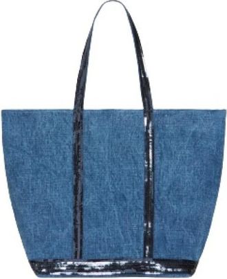 Vanessa Bruno L Zipped Cabas Tote - Dames - Shoppers - Blauw - ONE Size - Katoen - Tassen