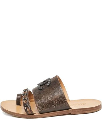 Chanel CC-logo sandals - Brown