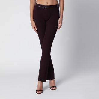 Courr&egrave;ges Burgundy straight-leg trousers in ribbed knit