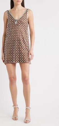 Saylor Jeanetta Sequin Embroidery Cocktail Minidress in Chocolate at Nordstrom Rack, Size Large