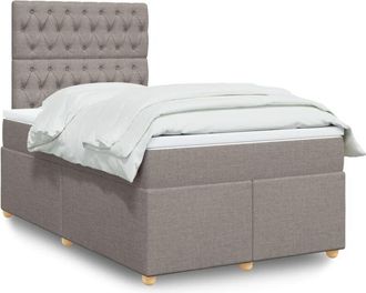 vidaXL Cama Box Spring Con Colch&oacute;n Tela Gris Taupe 120x190 Cm Vidaxl