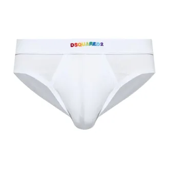 Dsquared2 Bottoms, male, White, Size: 2XL Cotton Briefs With Logo