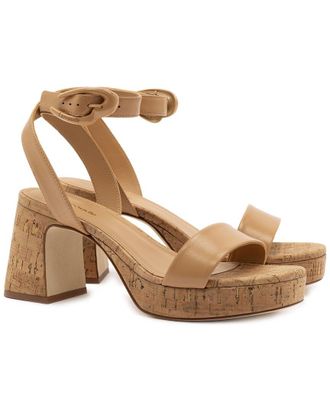 Larroude Dolly Verona Leather & Cork Low Sandal