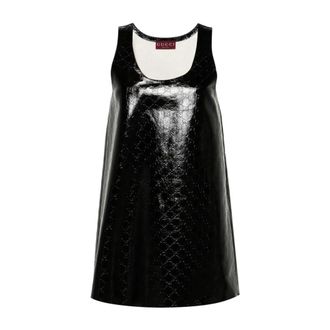 Gucci GG Embossed Mini Dress - female - Gucci - Short Dresses - Black - S - Dresses