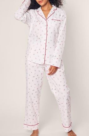 Petite Plume Coastal Charms Cotton Pajamas in White at Nordstrom, Size X-Large