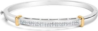House of Brilliance 14K Two-Toned Gold Princess Cut Diamond Fashion Bangle in Yellow at Nordstrom