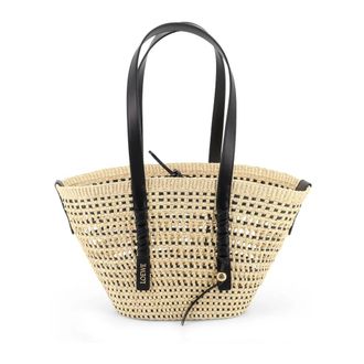 Loewe Paulas Ibiza Braid Raffia Tote - Dames - Shoppers - Beige - ONE Size - Leer - Tassen