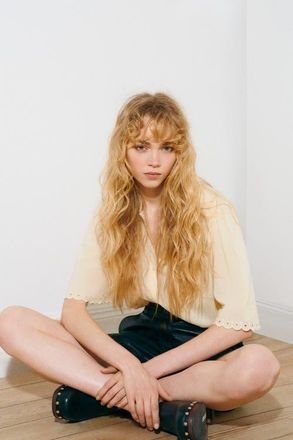 H&M Cotton-blend blouse in Pale Yellow at Nordstrom, Size X-Large