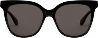 Mohala Eyewear Mahina 56mm Low Bridge Wide Width Polarized Cat Eye Sunglasses in Black Lava /Gray Lenses at Nordstrom
