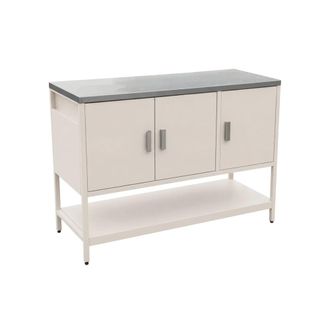 Sweeek M&oacute;dulo cocina exterior de acero 3 puertas y 1 estante, 120cm, beige