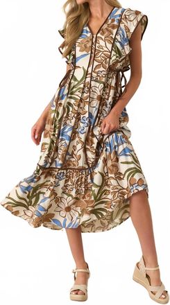 Entro Bree Floral Midi Dress In Brown