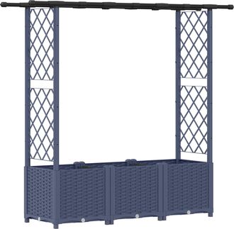 vidaXL Cama Elevada Con Trellis Y Techo Gris 162,5 X 40 X 136 Cm Pp Vidaxl