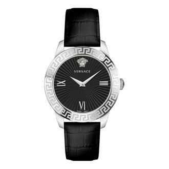 Versace Greca Signature - Dames - Horloges - Zwart - ONE Size - Leer - Accessoires