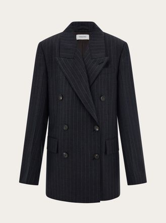 Ferragamo Women Pinstripe wool blazer Black