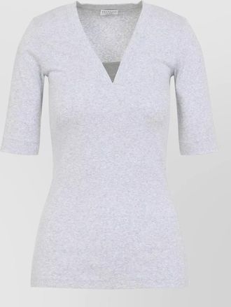 Brunello Cucinelli v neck knit top three quarter sleeves