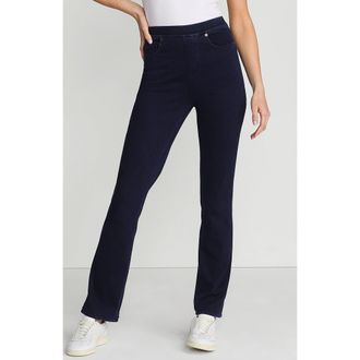 Lands End Starfish High Rise Knit Denim Straight Jeans in Dark Indigo at Nordstrom, Size Medium Tall