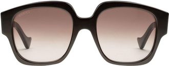 Gucci square-frame logo-plaque sunglasses - women - Acetate - One Size - Brown
