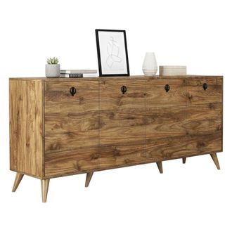 Dmora Alacena Ernie, Aparador 2 Estantes, Puerta Abatible, 4 Puertas, 180x45x80h Cm Nogal Marr&oacute;n
