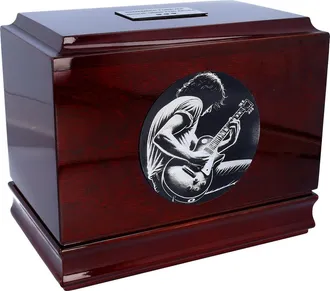 OEM Urna Funeraria De Caoba Con Grabado De Guitarra Urna Funeraria De Caoba Con Grabado De Guitarra Para Un M&uacute;sico
