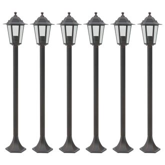 vidaXL Lampioni Da Giardino 6pz E27 110 Cm Alluminio Bronzo - Vidaxl