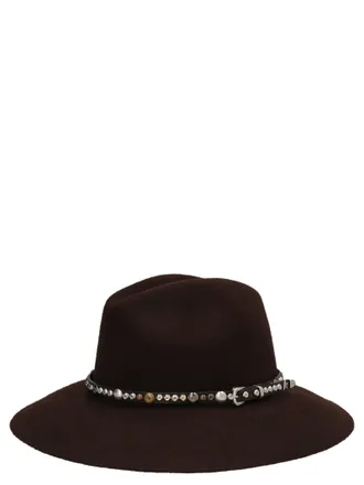 Golden Goose Wool with Studded Leather Strap Fedora - Brown