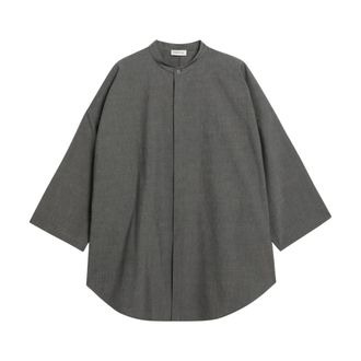 Fear of God Casual Shirts, male, Gray, Size: M Mandarin-Collar Shirt