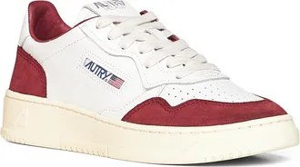 Autry Womens Sneakers Medalist Low White-Burgundy Multicolour Calf Leather Trainers