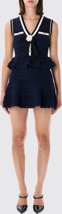 Self Portrait Abito mini in maglia slim fit con spalle scoperte e fiocco