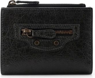 Balenciaga Accessoires, Dames, Zwart, ONE Size, Leer, Zwarte Portemonnee met Drukknoopsluiting