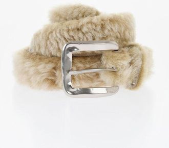 Dsquared2 Suede Belt with Fur Detailing 40mm size 75