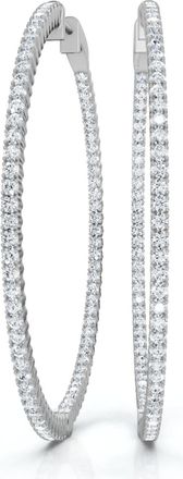 Pompeii3 1 3/4Ct Diamond Inside Outside 2 Tall Hoops Earrings Lab Grown