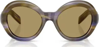 Prada Laguna Striped Acetate Round Sunglasses