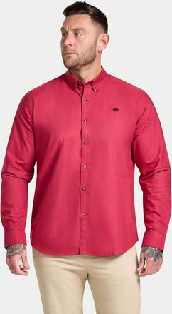 Raging Bull Raging Bull Mens Long Sleeve Classic Oxford Shirt / Berry - Red Cotton - Size X-Large