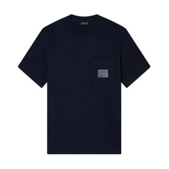Emporio Armani T-shirt met zakdetail in Marine - Heren - T-shirts - Zwart - M - Katoen - Tops