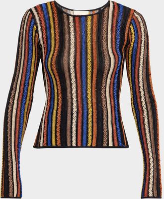 Ulla Johnson Ardith Long-Sleeve Lace Knit Top