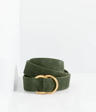 Talbots Double Ring Suede Belt - Dark Olive - Medium Talbots