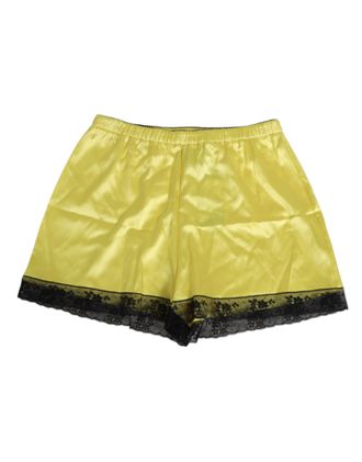 Dolce & Gabbana Yellow Satin Silk Mid Waist Underwear Womens Shorts