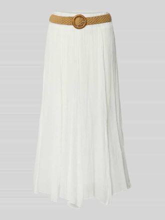 Apricot Regular Fit Midirock aus Viskose-Mix mit G&uuml;rtel in Offwhite, Gr&ouml;&szlig;e XXL