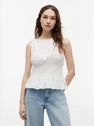 Tommy Hilfiger Top fruncido mil rayas de tirantes anudables