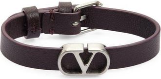 Valentino Mens Leather VLOGO Bracelet in Dark Purple at Nordstrom