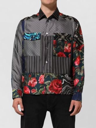 Dolce & Gabbana silk patchwork long-sleeve shirt