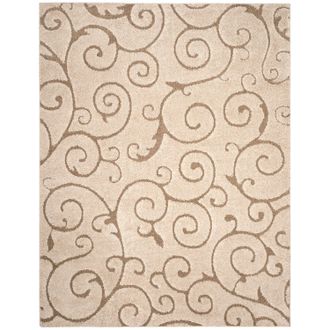 Safavieh Florida Shag Machine Made Area Rug, Cream / Beige Shag Flokati Style Easy Care
