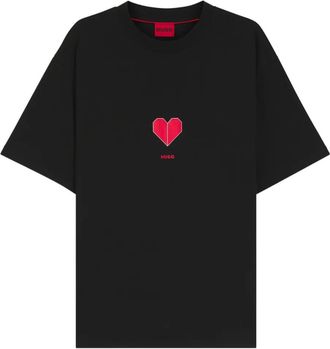 HUGO BOSS heart-print logo T-shirt - men - Cotton - S - Black