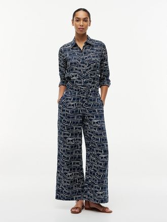 Tommy Hilfiger Womens Relaxed Linen Pull-On Pant - Navy - XXS