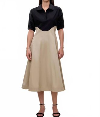 Rebecca Taylor Elspeth Colorblock Dress In Black/tan