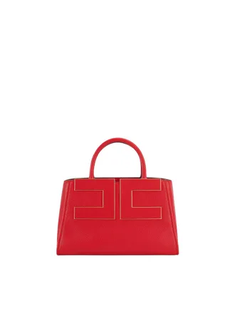 Elisabetta Franchi Trapezoidal Red Gold-Accent Handbag