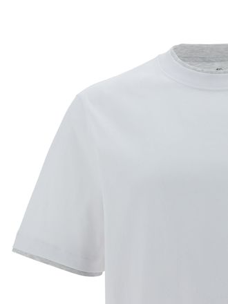 Brunello Cucinelli Mens Cotton T-Shirt White-Pearl T-Shirts White/pearl And Polos